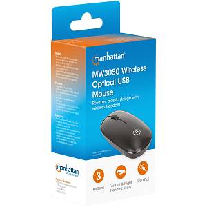 MANHATTAN MW3050 Kabellose USB-Maus 3 Tasten Mausrad schwarz