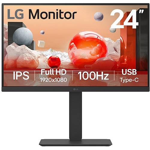 60.4cm/23.8 (1920x1080) LG 24BA650-B 16:9 FHD IPS 5ms 100Hz HDMI DP USB-C Speaker Pivot Black