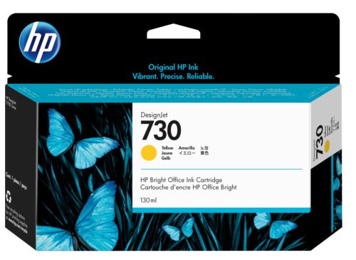 Hp Ink Cartridge Yellow, Hp 730, 130ML, For Designjets T1600, T1700, T2600 Series