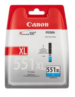 Canon Ink Cartridge Cli-551xl Cyan For IP7250, MG6350, MG5450, MX925, MG7150, MG5550, MG7550, IX6850, MG5650