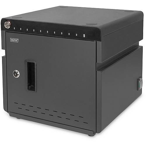 Digitus Mobiler Desktop Ladeschrank für 10 Notebooks/Tablets bis 14 USB-C 20W UVC-Desinfektion Lüfter Schwarz