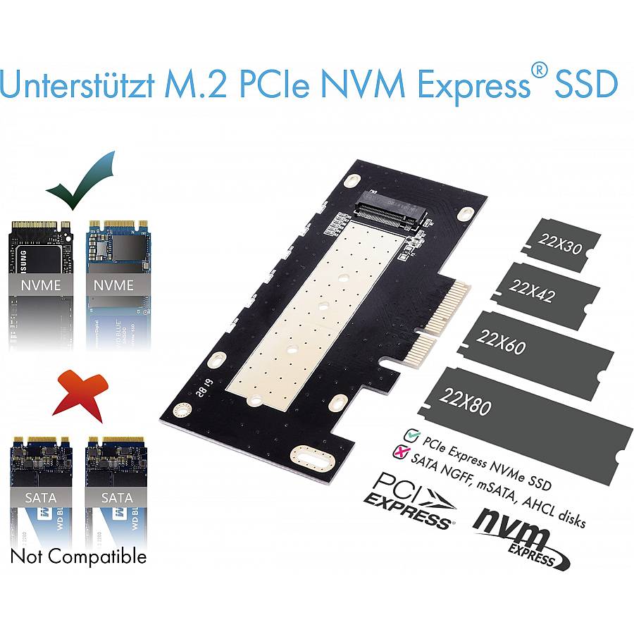 PCI Express Card (x4) > 1x M.2 NVME 2280/2260/2242 mit Kühlkörper RaidSonic