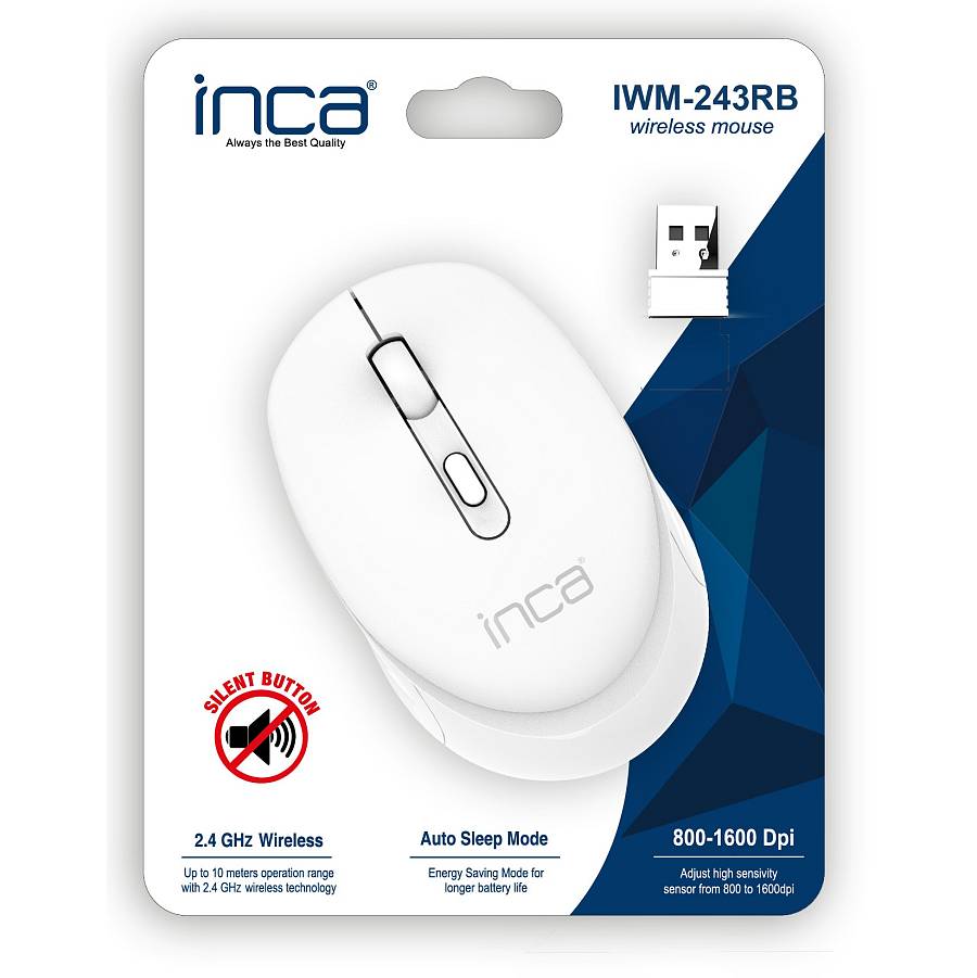 INCA Maus IWM-243RB 1600 DPI.CANDY DESIGN Weiß. 2.4GHz