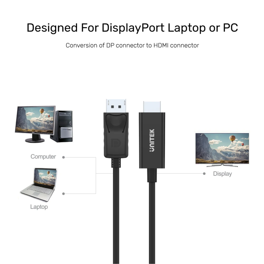 Unitek Y-5118CA DisplayPort to HDMI Cable 1.8m Black